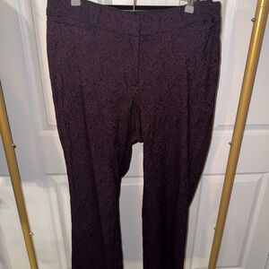 Lane Bryant Plum Paisley Stretch Dress Pants